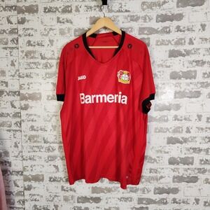 Jako Bayer Leverkusen Soccer Jersey Short Sleeve Red Barmenia Werkself Football